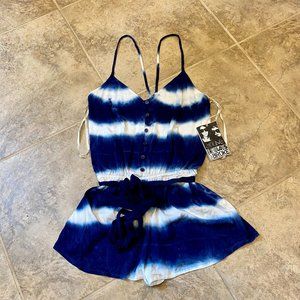 Young Fabulous & Broke Blue and White Tie Dye Tank Romper Size XS